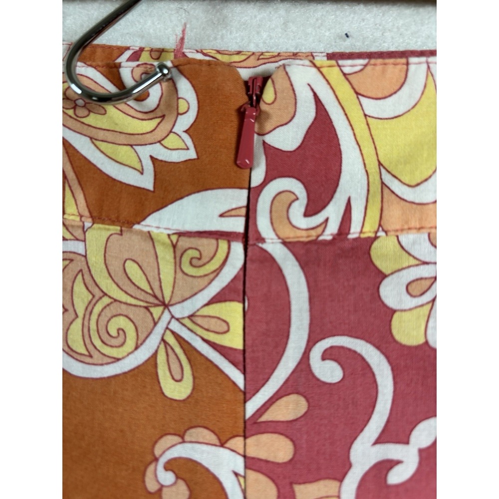 Liz & Co Womens Skirt Sz 14 Orange Coral Floral Pink A Line Whimsy Art To Wear - Picture 6 of 7